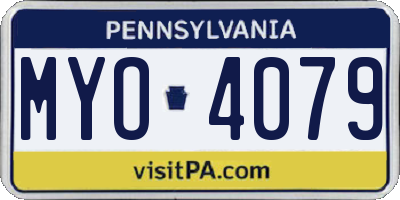 PA license plate MYO4079