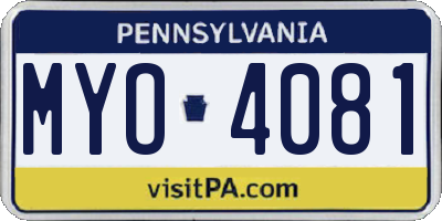 PA license plate MYO4081