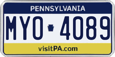 PA license plate MYO4089