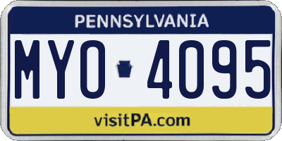 PA license plate MYO4095