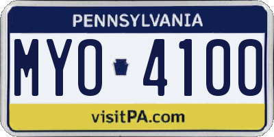 PA license plate MYO4100