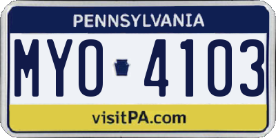 PA license plate MYO4103