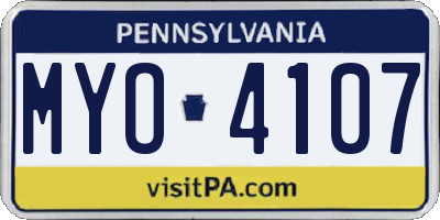 PA license plate MYO4107