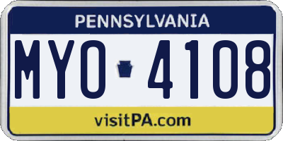 PA license plate MYO4108