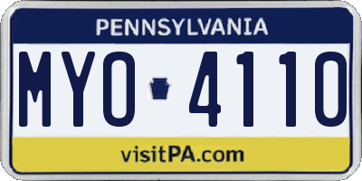 PA license plate MYO4110