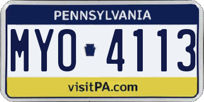 PA license plate MYO4113