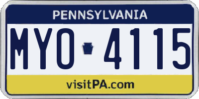 PA license plate MYO4115