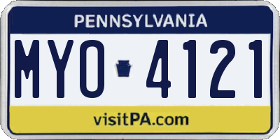 PA license plate MYO4121