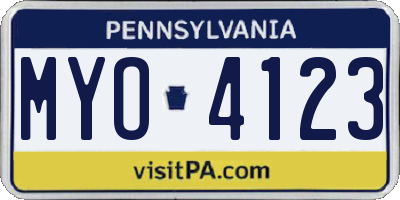 PA license plate MYO4123