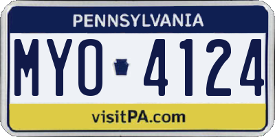 PA license plate MYO4124