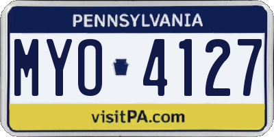 PA license plate MYO4127