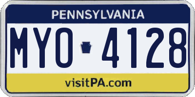 PA license plate MYO4128