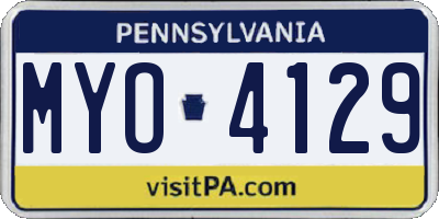 PA license plate MYO4129