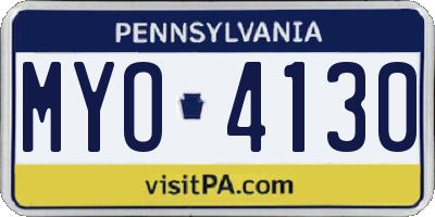 PA license plate MYO4130