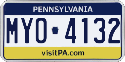 PA license plate MYO4132