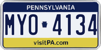 PA license plate MYO4134