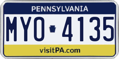 PA license plate MYO4135