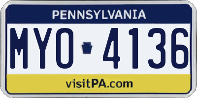 PA license plate MYO4136