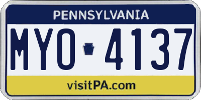 PA license plate MYO4137
