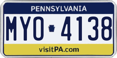 PA license plate MYO4138