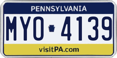 PA license plate MYO4139