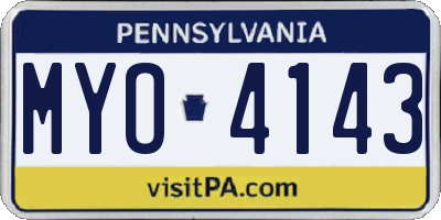 PA license plate MYO4143