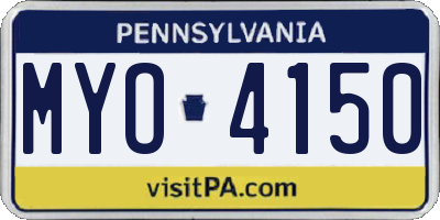 PA license plate MYO4150