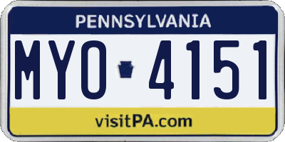 PA license plate MYO4151