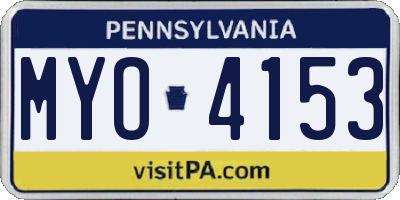 PA license plate MYO4153