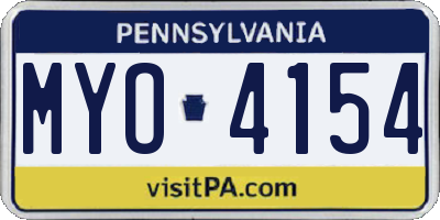 PA license plate MYO4154