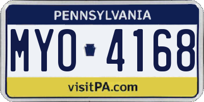 PA license plate MYO4168