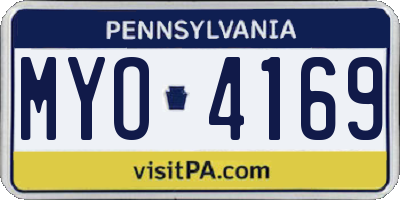 PA license plate MYO4169
