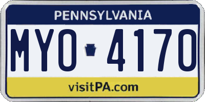 PA license plate MYO4170