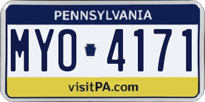 PA license plate MYO4171