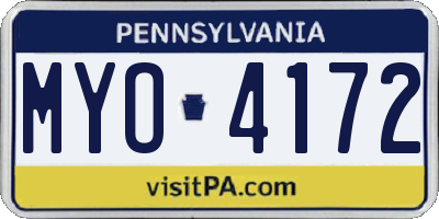 PA license plate MYO4172