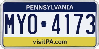 PA license plate MYO4173