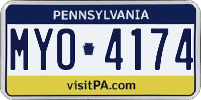 PA license plate MYO4174