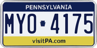 PA license plate MYO4175