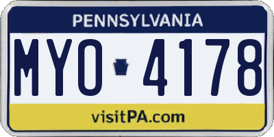 PA license plate MYO4178