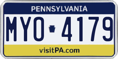 PA license plate MYO4179