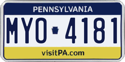 PA license plate MYO4181