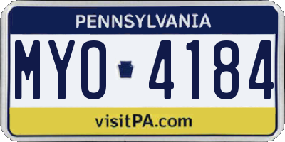 PA license plate MYO4184