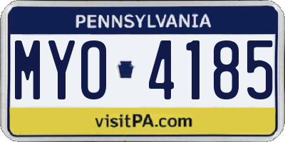 PA license plate MYO4185