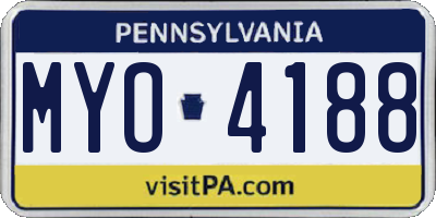 PA license plate MYO4188