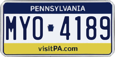 PA license plate MYO4189