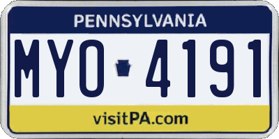 PA license plate MYO4191