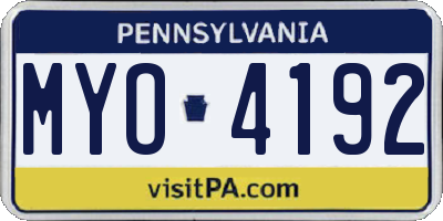 PA license plate MYO4192