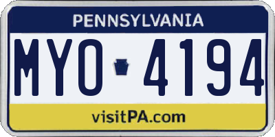 PA license plate MYO4194