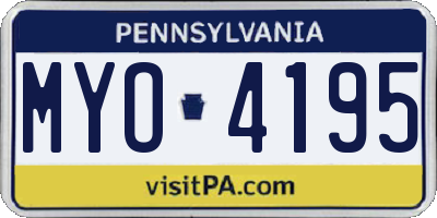 PA license plate MYO4195