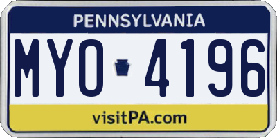 PA license plate MYO4196